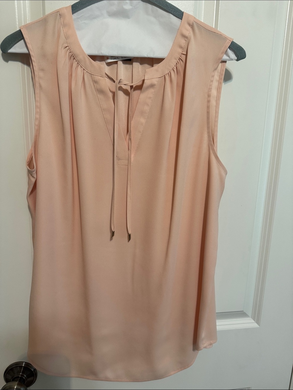 Ann Taylor Soft Blush Sleeveless Tie-Neck Blouse